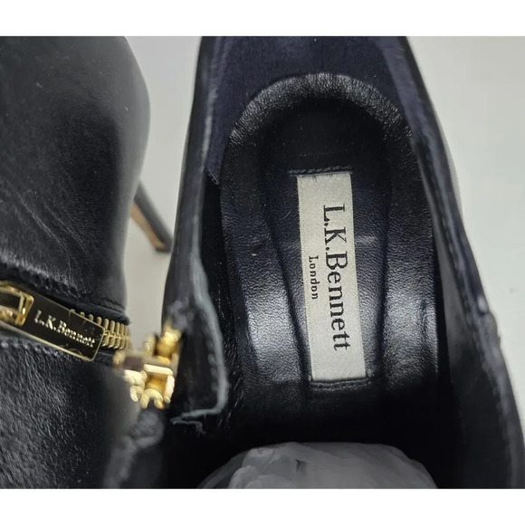 L.K. BENNETT DORIS BLACK LEATHER CALF SKIN BOOTIES IN 37.5/7-7.5 US $395 - Picture 6 of 10